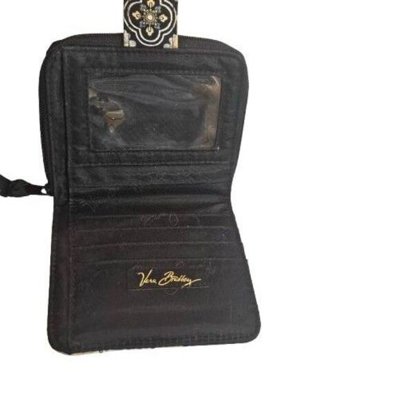 Vera Bradley foldable wallet Black yellow floral pattern Multiple pockets - Picture 5 of 5